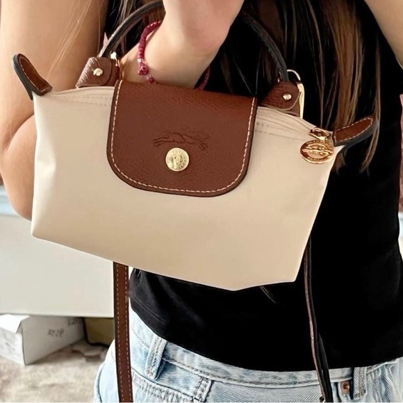Longchamp Mini Bag in Cream and Brown - Picture 2 of 7